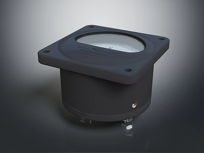 Dark Gray Industrial Measuring Instrument With Square Base And Circular 3d model