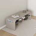 Light Gray Entryway Sofa Bench With Shoe Storage Magazine Small Box And Photo Pocket Organizer