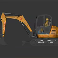 Yellow And Black Modern Tracked Excavator With Transparent Cab And Construction Features 3d model