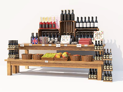 Modern shelf supermarket wine cabinet 3d model