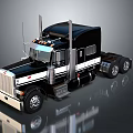 Classic Black And White Heavy Duty Truck With Sleek Cab Design And Reflection 3d model