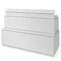 Two Tier Showcase Shelf With Clear Glass Cover Divided Trays White Textured Cabinet Golden Border
