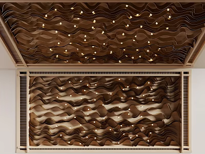 Modern Ceiling Design With Wavy Architectural Elements And Recessed Lighting 3d model