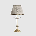 Elegant Table Lamp With White Pleated Lampshade And Golden Base Design 3d model