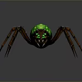 Giant Spider With Glowing Green Body And Brown Spiked Legs And Fangs