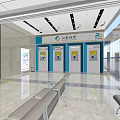 Modern Spacious Bright Bank Lobby With Marble Floors Comfortable Waiting Seats And Functional Service Counters