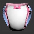 Sweet White Baby Diaper With Pink Frills Bow Blue Details And Soft Straps