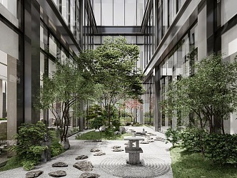 Modern Landscape Office Building Atrium Landscape 3d model