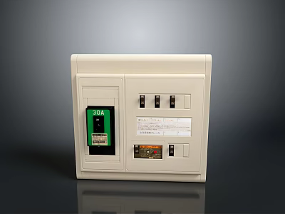 White Electrical Distribution Box With 30A Label Switches And Control Panel 3d model