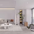 Modern Living Room Interior With Sofa Coffee Table TV Fireplace And Floor to Ceiling Window