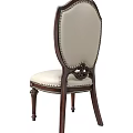 Classic Traditional Dining Chair With Tufted Backrest Light Upholstered Seat And Dark Wooden Carved Feet
