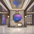 Luxury Store Interior Design With Display Shelves Marble Counters And Central Lighting 3d model