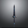 Fantasy Ornate Reflective Sword With Blue Purple Blade And Crystal Gemstone Hilt