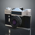 Vintage ZENTE Film Camera With Silver Black Body And Purple Lens