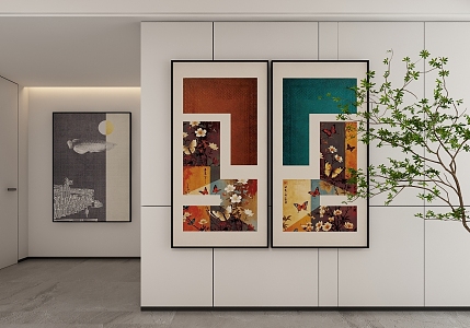 New Chinese Style Decorative Hanging Painting 3d model