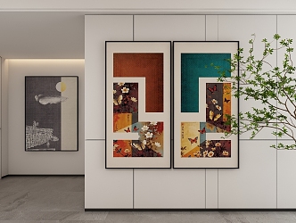 New Chinese Style Decorative Hanging Painting 3d model