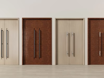 Modern Double Doors Interior Design With Various Colors Textures And Sleek Handles 3d model
