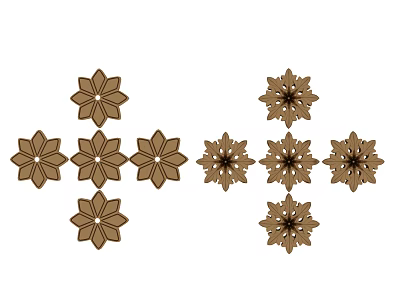 Decorative Wooden Brown Flower Shaped Pendants With Petal Design For Home Decor 3d model