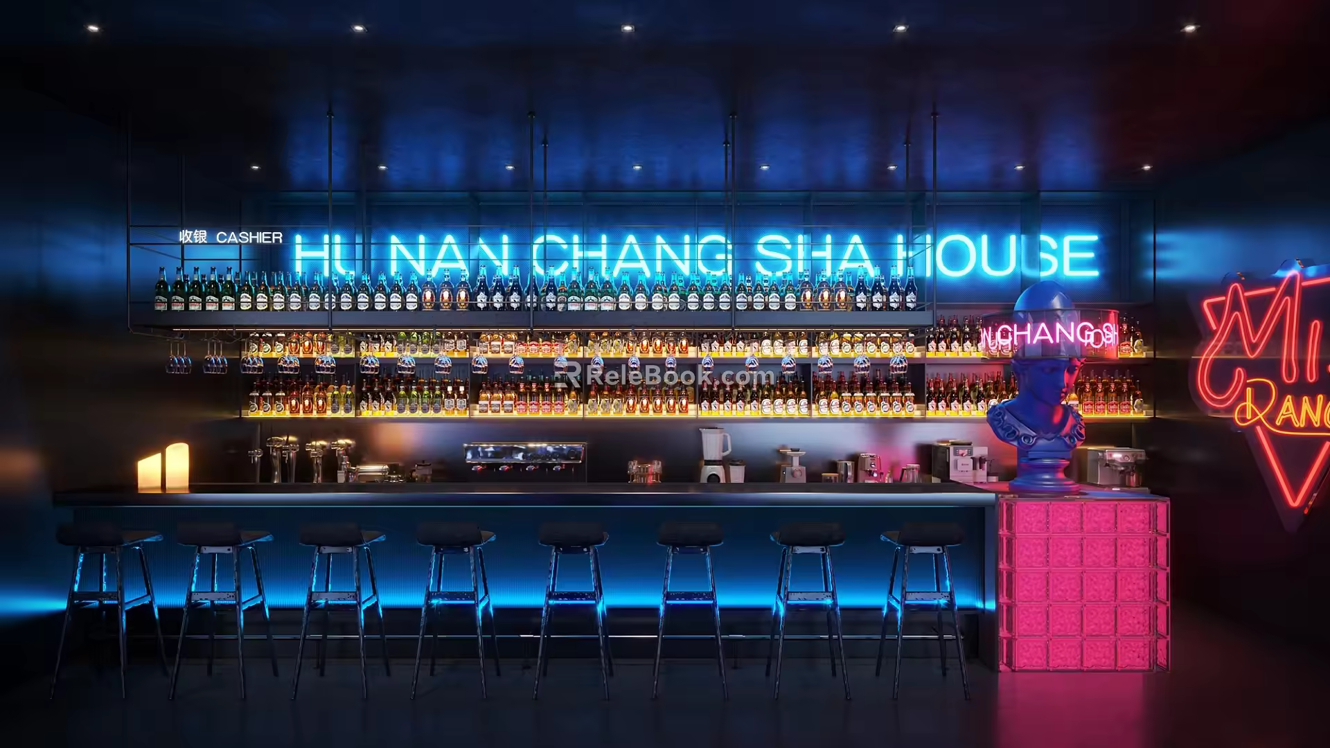 Modern Bar Front Desk 3d model