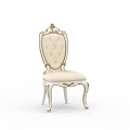 Ivory White European Style Dining Chair With Carved Backrest And Ornate Legs