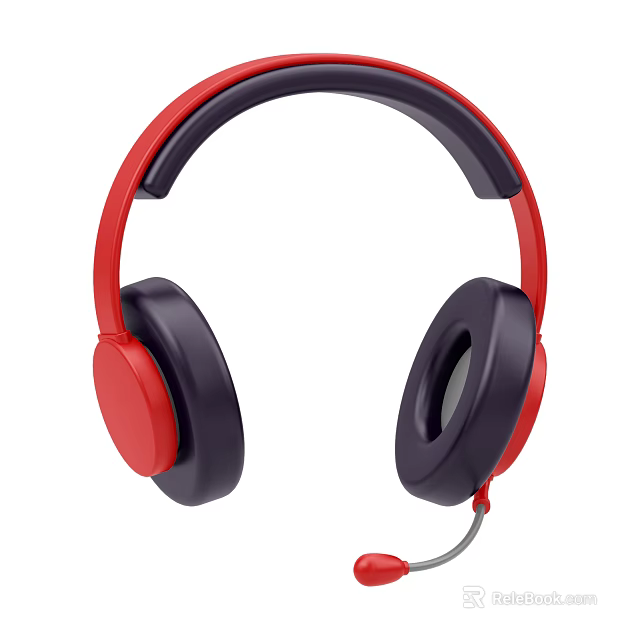 Smart Machine Red and Black Over Ear Headphones with Microphone Ergonomic Design 3d model 