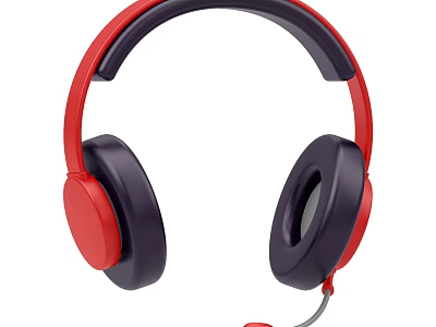 Smart Machine Red and Black Over Ear Headphones with Microphone Ergonomic Design 3d model