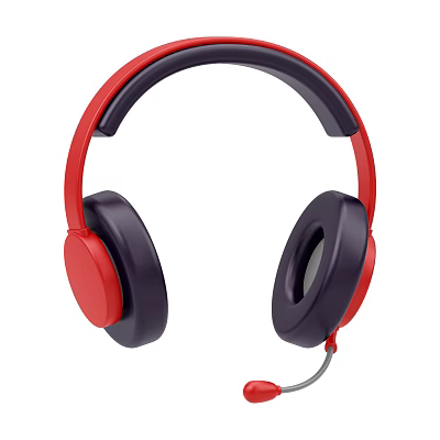 Smart Machine Red and Black Over Ear Headphones with Microphone Ergonomic Design 3d model