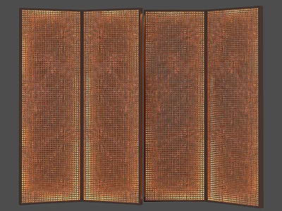 Wooden Carved Folding Screen Component with Intricate Traditional Pattern Design 3d model