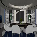 Modern Private Room Dining Table and Chair Dining 3d model