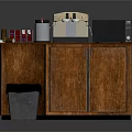 Modern Kitchen Cabinet With Granite Countertop Coffee Machine Microwave And Cups