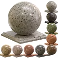 Terrazzo Sphere Components with Square Bases in Various Colors for Decorative Design Elements 3d model