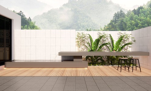 Modern Garden Villa Landscape Garden Courtyard 3d model