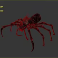 Fictional Spider Creature With Spiked Back Dark Exoskeleton Pink Accents And Long Legs