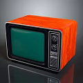 Vintage Television With Orange Wooden Case Green Screen And Control Panel
