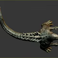 Detailed Dinosaur Sculpture with Green Skin Dorsal Spines Open Mouth Standing Pose