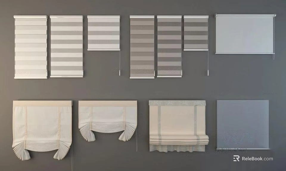 Various Styles And Colors Of Window Blinds For Home Window Decoration 3d model 