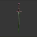 Medieval Metal Sword With Red Hilt And Long Sharp Blade Design