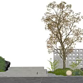 Courtyard landscape oblique floating tree modeling tree stone steps micro terrain 3d model