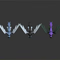 Winged Horse Fantasy Figures In Blue White Black And Purple Colors