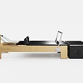 Pilates Reformer Fitness Equipment With Wooden Frame Black Mat And Spring System