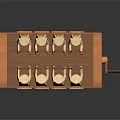 Multiple Wooden Dolls Wearing Uniforms and Hats on Mechanical Device with Levers and Drawers