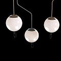 Modern Three Spherical Pendant Lights With White Glass Shades And Metal Hangers