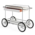 Modern Mobile Kitchen Cabinet Cart With Storage Drawer Metal Frame White Top And Black Wheels