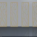 Four White Modern Hinged Doors With Branch Like Openwork Interior Design 3d model