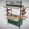 Food For The Hungry Food Stall With Variety Of Pastries Bread Snacks On Display Shelves