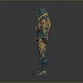 Mythical Creature Inspired Character With Teal Gold Scaled Armor And Spiked Design