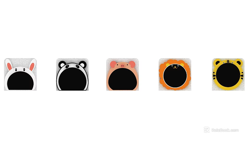 Cute Animal Shaped Decorative Pads With Panda Pig Lion Tiger Patterns 3d model 
