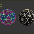 Black Spheres With Geometric Grid Lines And Shiny Reflective Surfaces