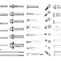 Anchor bolt expansion screw expansion bolt chemical anchor bolt screw nail building material hardware component 3d model