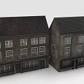 Two Traditional Brick Houses With Dark Roofs And Multiple Window Designs Exterior View